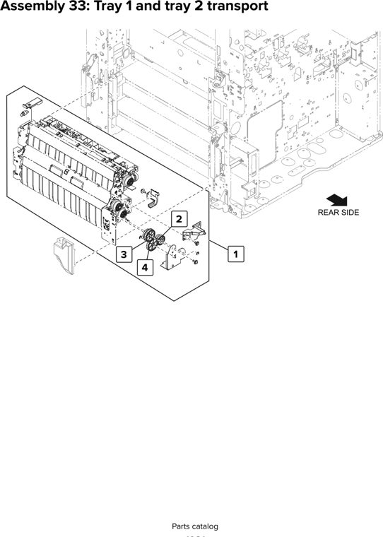 Assembly 33: Tray 1 and tray 2 transport parts diagram - Lexmark CX920 CX921 XC9225 XC9235 CX927 Parts