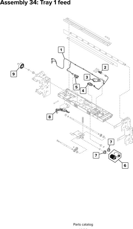 Assembly 34: Tray 1 feed parts diagram - Lexmark CX920 CX921 XC9225 XC9235 CX927 Parts
