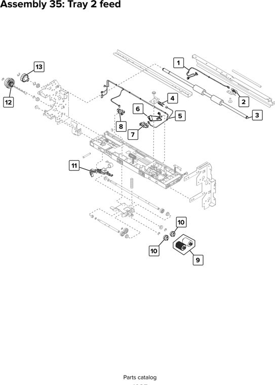 Assembly 35: Tray 2 feed parts diagram - Lexmark CX920 CX921 XC9225 XC9235 CX927 Parts