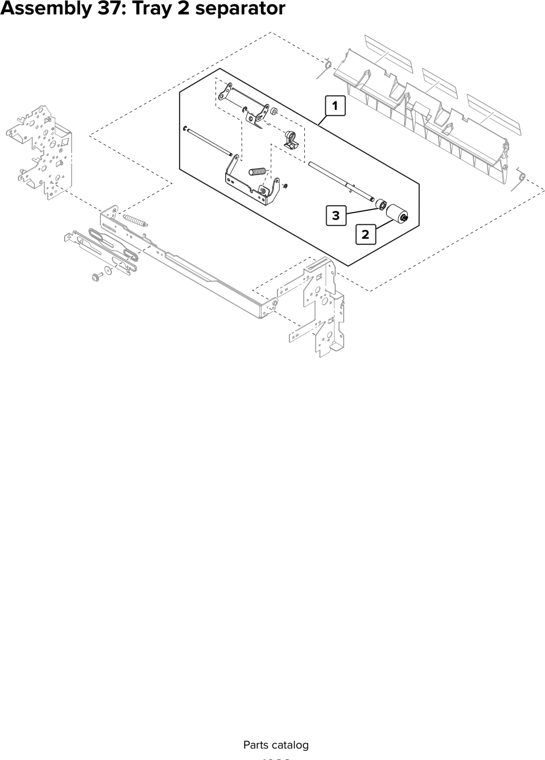 Assembly 37: Tray 2 separator parts diagram - Lexmark CX920 CX921 XC9225 XC9235 CX927 Parts