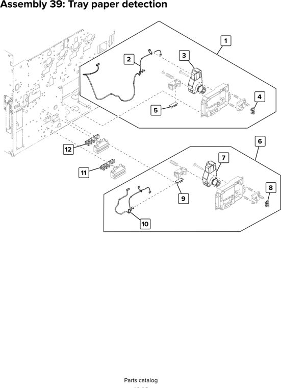 Assembly 39: Tray paper detection parts diagram - Lexmark CX920 CX921 XC9225 XC9235 CX927 Parts