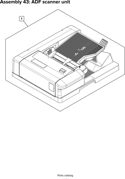 Assembly 43: ADF scanner unit parts diagram - Lexmark CX920 CX921 XC9225 XC9235 CX927 Parts