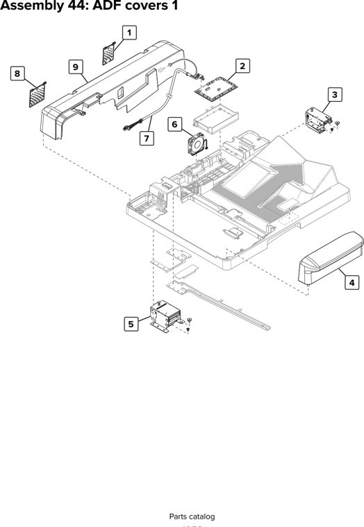 Assembly 44: ADF covers 1 parts diagram - Lexmark CX920 CX921 XC9225 XC9235 CX927 Parts
