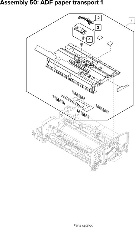 Assembly 50: ADF paper transport 1 parts diagram - Lexmark CX920 CX921 XC9225 XC9235 CX927 Parts
