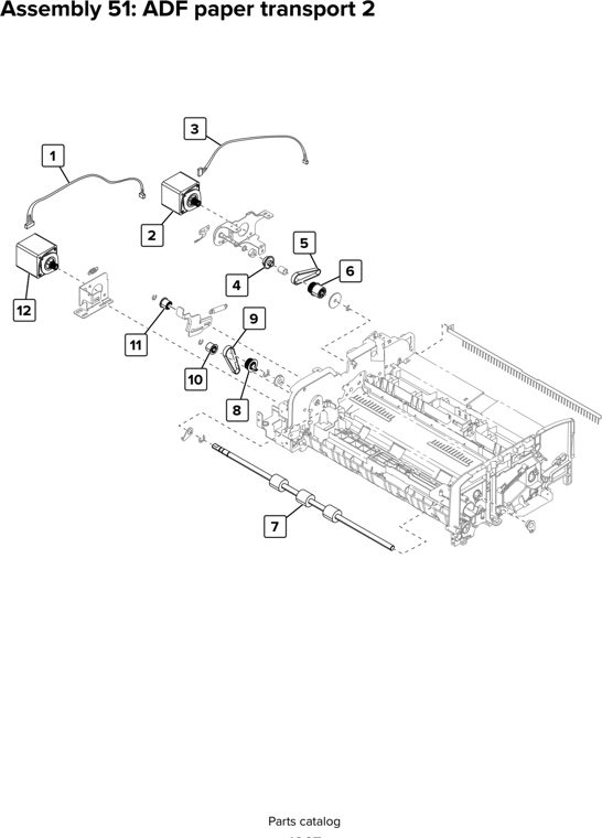 Assembly 51: ADF paper transport 2 parts diagram - Lexmark CX920 CX921 XC9225 XC9235 CX927 Parts