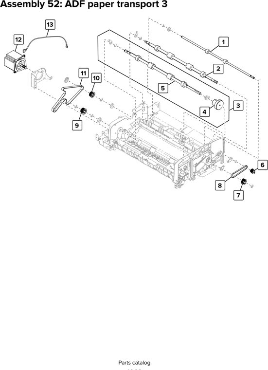 Assembly 52: ADF paper transport 3 parts diagram - Lexmark CX920 CX921 XC9225 XC9235 CX927 Parts