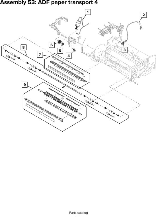 Assembly 53: ADF paper transport 4 parts diagram - Lexmark CX920 CX921 XC9225 XC9235 CX927 Parts