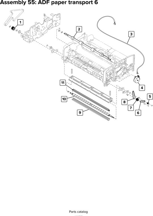 Assembly 55: ADF paper transport 6 parts diagram - Lexmark CX920 CX921 XC9225 XC9235 CX927 Parts