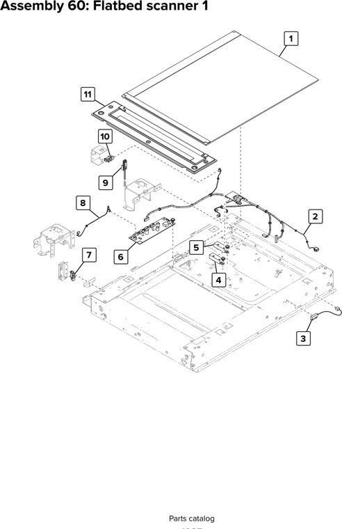 Assembly 60: Flatbed scanner 1 parts diagram - Lexmark CX920 CX921 XC9225 XC9235 CX927 Parts