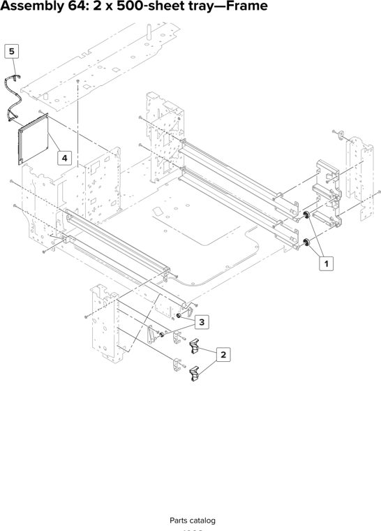 Assembly 64: 2 x 500 sheet tray—Frame parts diagram - Lexmark CX920 CX921 XC9225 XC9235 CX927 Parts