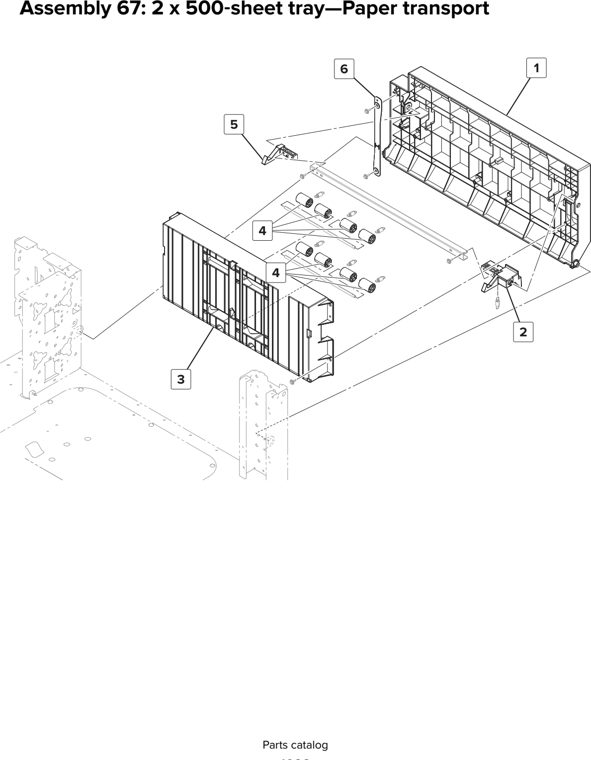 Assembly 67: 2 x 500 sheet tray—Paper transport parts diagram - Lexmark CX920 CX921 XC9225 XC9235 CX927 Parts