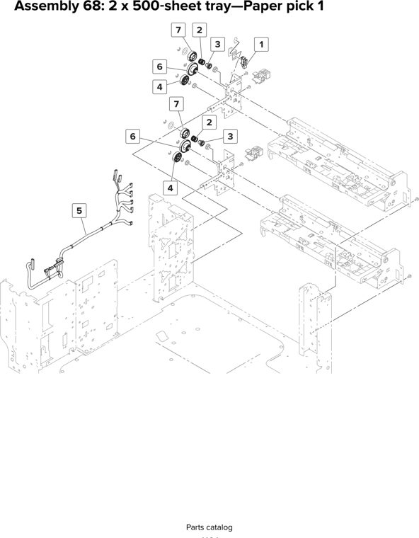 Assembly 68: 2 x 500 sheet tray—Paper pick 1 parts diagram - Lexmark CX920 CX921 XC9225 XC9235 CX927 Parts