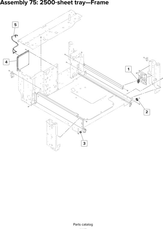 Assembly 75: 2500 sheet tray—Frame parts diagram - Lexmark CX920 CX921 XC9225 XC9235 CX927 Parts
