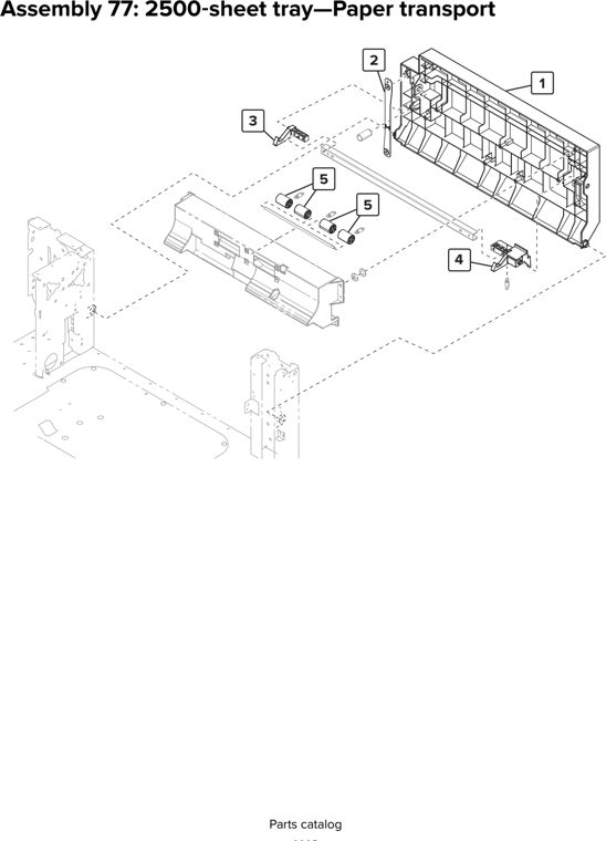 Assembly 77: 2500 sheet tray—Paper transport parts diagram - Lexmark CX920 CX921 XC9225 XC9235 CX927 Parts