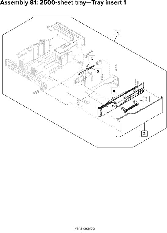 Assembly 81: 2500 sheet tray—Tray insert 1 parts diagram - Lexmark CX920 CX921 XC9225 XC9235 CX927 Parts