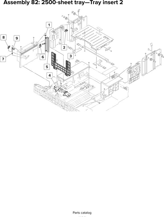Assembly 82: 2500 sheet tray—Tray insert 2 parts diagram - Lexmark CX920 CX921 XC9225 XC9235 CX927 Parts