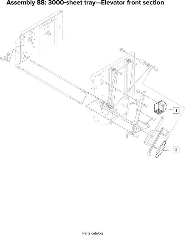 Assembly 88: 3000 sheet tray—Elevator front section parts diagram - Lexmark CX920 CX921 XC9225 XC9235 CX927 Parts