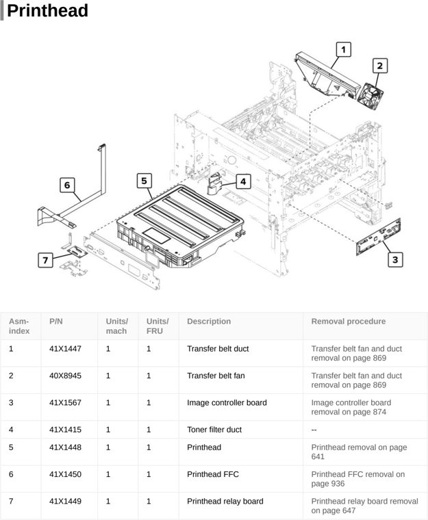 Assembly 6: Printhead parts diagram - Lexmark CX922 CX923 CX924 XC9245 XC9255 XC9265 Parts
