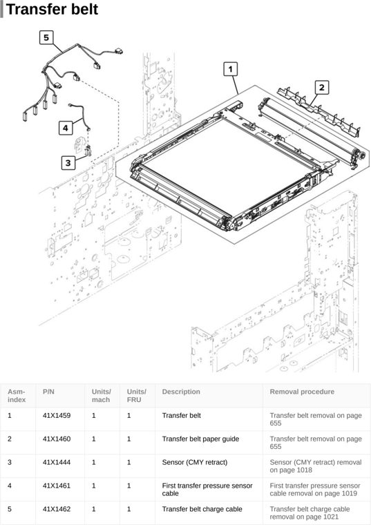 Assembly 12: Transfer belt parts diagram - Lexmark CX922 CX923 CX924 XC9245 XC9255 XC9265 Parts