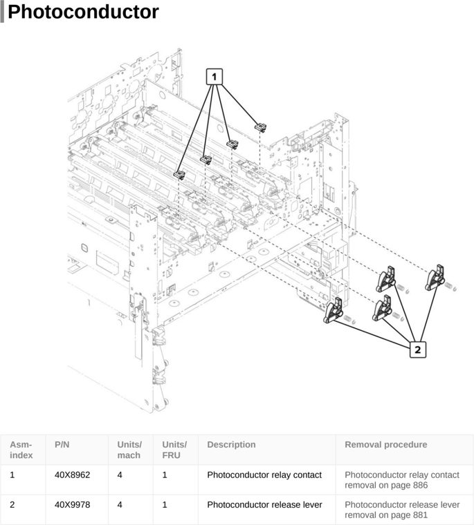 Assembly 13: Photoconductor parts diagram - Lexmark CX922 CX923 CX924 XC9245 XC9255 XC9265 Parts