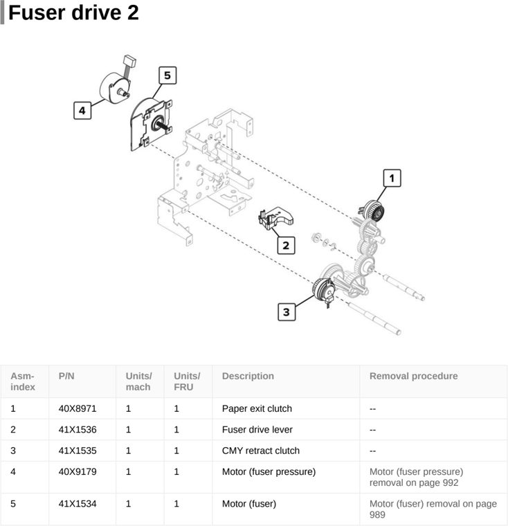 Assembly 25: Fuser drive 2 parts diagram - Lexmark CX922 CX923 CX924 XC9245 XC9255 XC9265 Parts