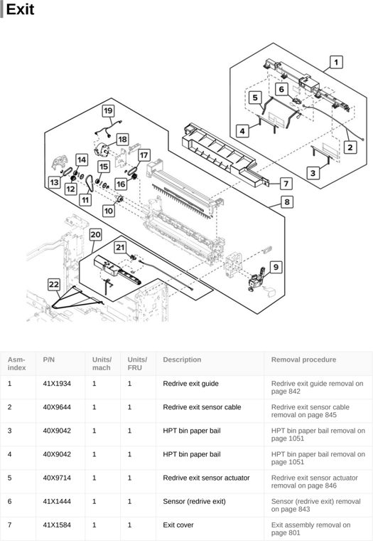 Assembly 30: Exit parts diagram - Lexmark CX922 CX923 CX924 XC9245 XC9255 XC9265 Parts