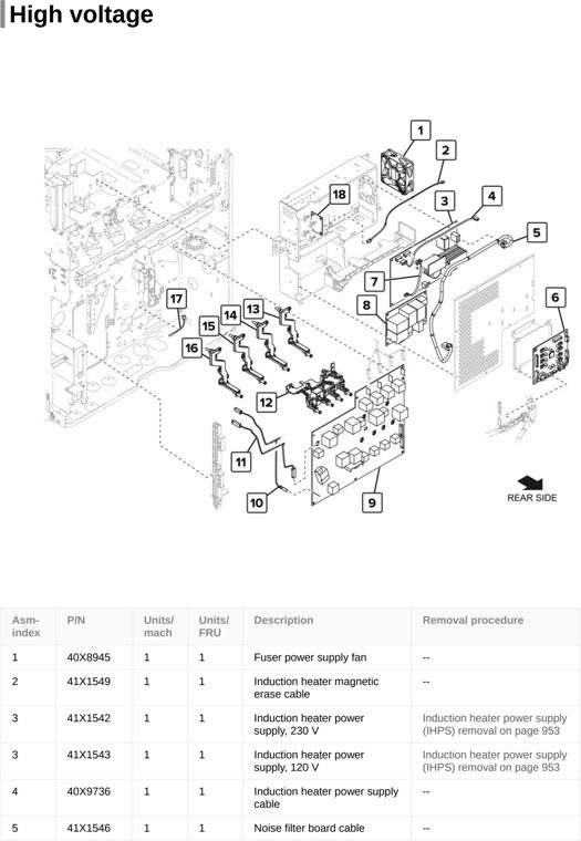 Assembly 33: High voltage parts diagram - Lexmark CX922 CX923 CX924 XC9245 XC9255 XC9265 Parts