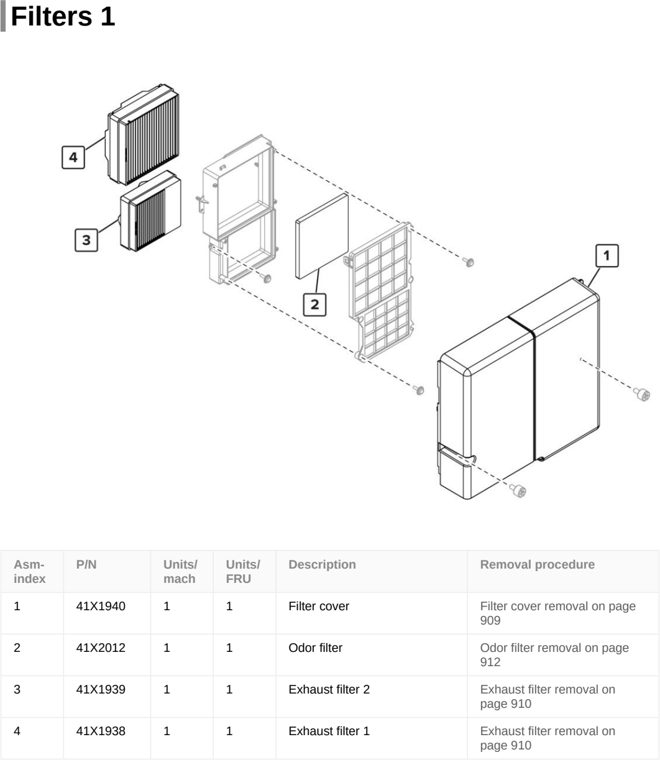 Assembly 37: Filters 1 parts diagram - Lexmark CX922 CX923 CX924 XC9245 XC9255 XC9265 Parts