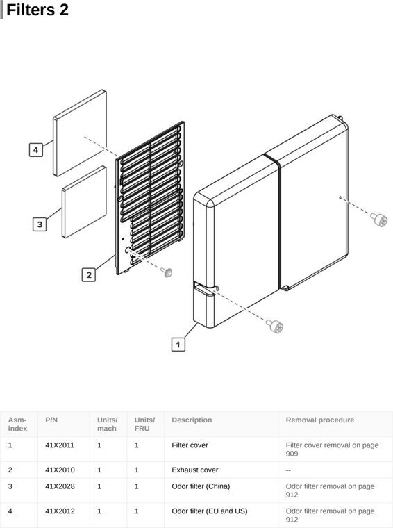 Assembly 38: Filters 2 parts diagram - Lexmark CX922 CX923 CX924 XC9245 XC9255 XC9265 Parts