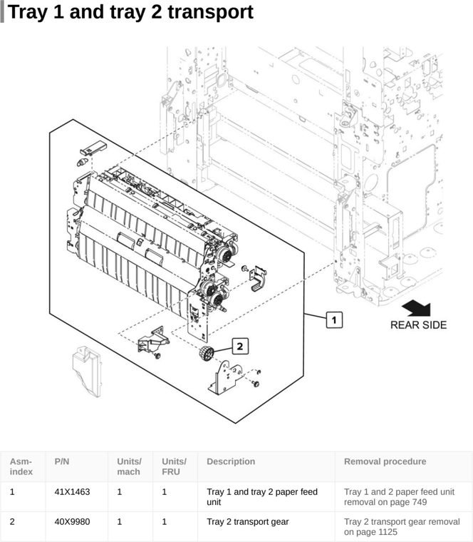 Assembly 39: Tray 1 and tray 2 transport parts diagram - Lexmark CX922 CX923 CX924 XC9245 XC9255 XC9265 Parts