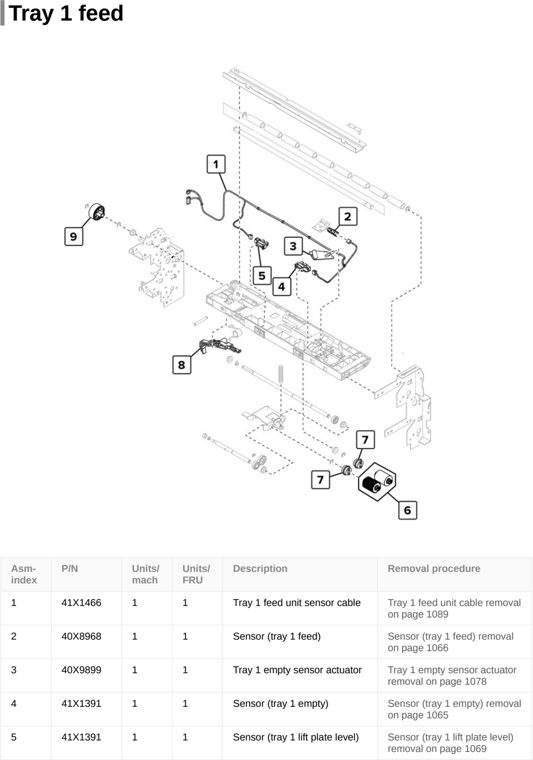 Assembly 40: Tray 1 feed parts diagram - Lexmark CX922 CX923 CX924 XC9245 XC9255 XC9265 Parts