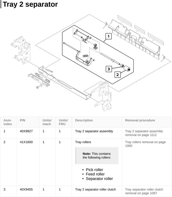 Assembly 43: Tray 2 separator parts diagram - Lexmark CX922 CX923 CX924 XC9245 XC9255 XC9265 Parts