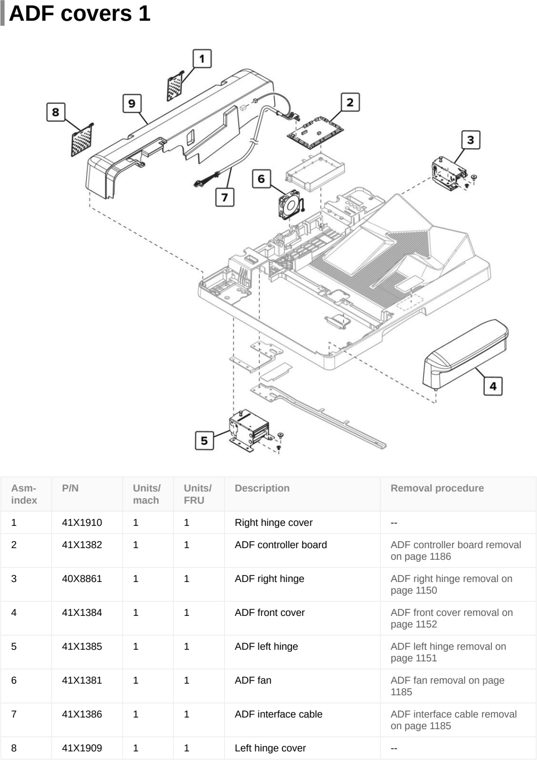 Assembly 46: ADF covers 1 parts diagram - Lexmark CX922 CX923 CX924 XC9245 XC9255 XC9265 Parts