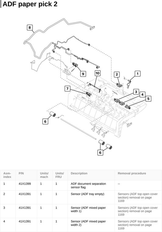 Assembly 50: ADF paper pick 2 parts diagram - Lexmark CX922 CX923 CX924 XC9245 XC9255 XC9265 Parts