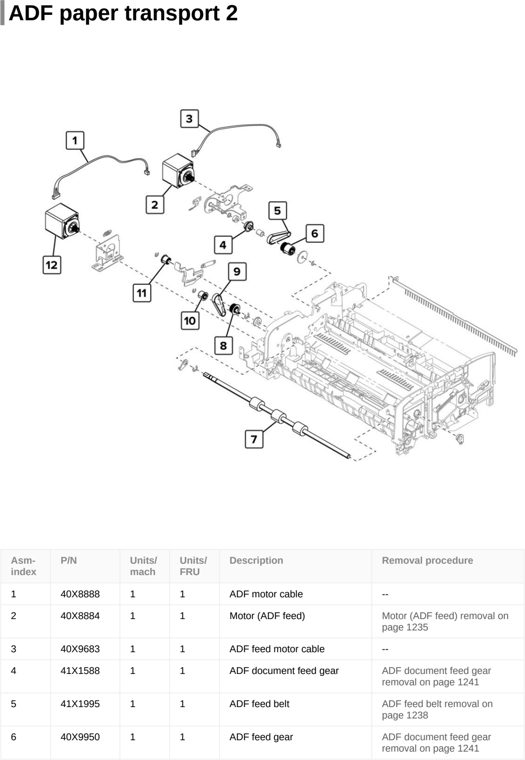 Assembly 53: ADF paper transport 2 parts diagram - Lexmark CX922 CX923 CX924 XC9245 XC9255 XC9265 Parts