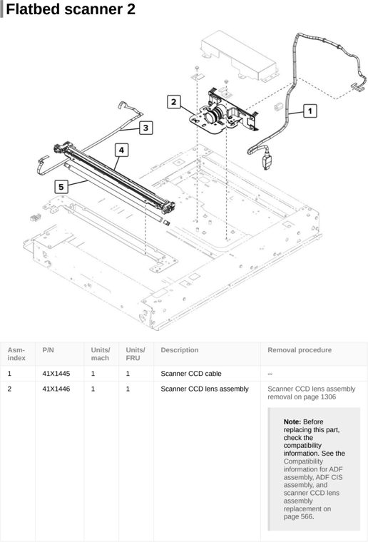 Assembly 63: Flatbed scanner 2 parts diagram - Lexmark CX922 CX923 CX924 XC9245 XC9255 XC9265 Parts