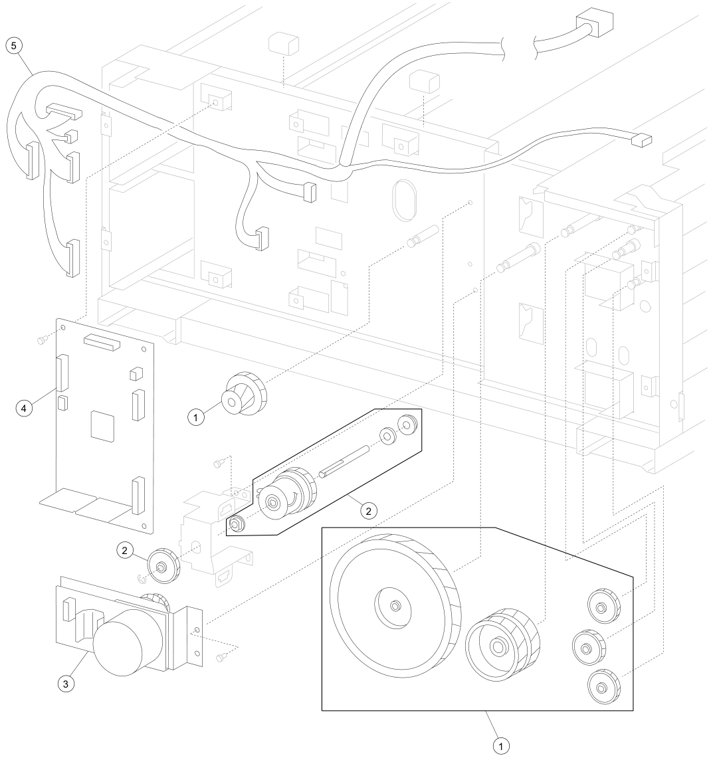 Assembly 6: 2X 500-sheet drawer (2TM)–drive and electrical parts diagram - Lexmark W840 Options Parts