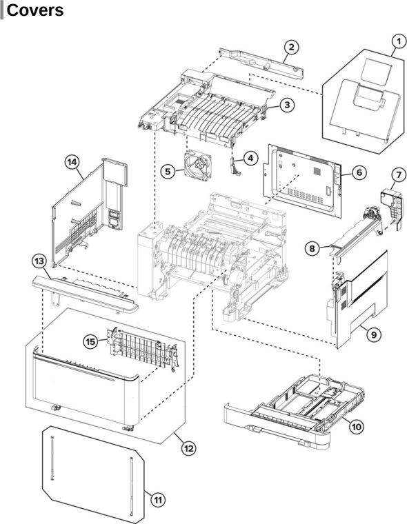 Assembly 3: Covers parts diagram - Lexmark Parts for CX421 CX522 CX622 CX625 MC2325 MC2425 MC2535 MC2640 XC2235 XC4240