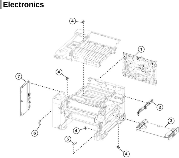 Assembly 5: Electronics parts diagram - Lexmark Parts for CX421 CX522 CX622 CX625 MC2325 MC2425 MC2535 MC2640 XC2235 XC4240