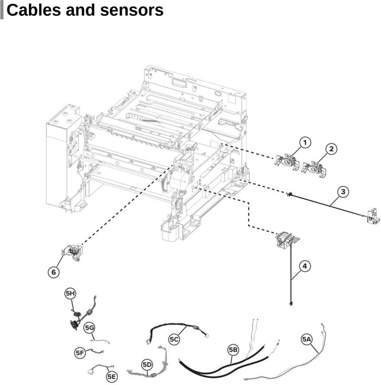 Assembly 6: Cables and sensors parts diagram - Lexmark Parts for CX421 CX522 CX622 CX625 MC2325 MC2425 MC2535 MC2640 XC2235 XC4240