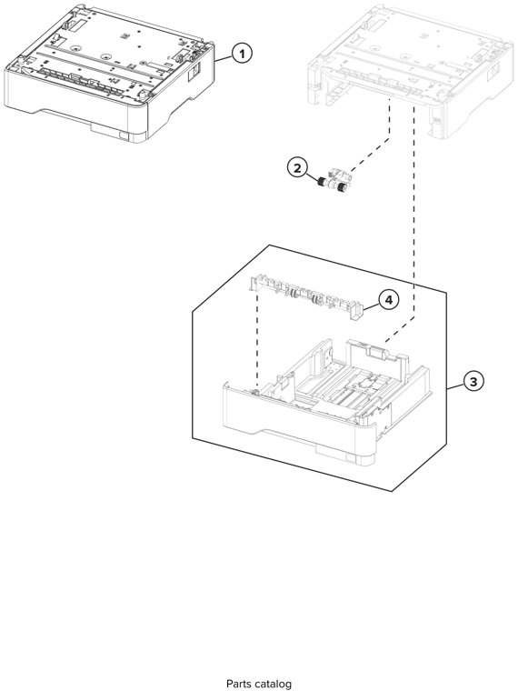 Assembly 11: Optional trays parts diagram - Lexmark MX321 MX421 MX521 MX522 XM1242 XM1246 MB2338 MB2442 MB2546 Parts