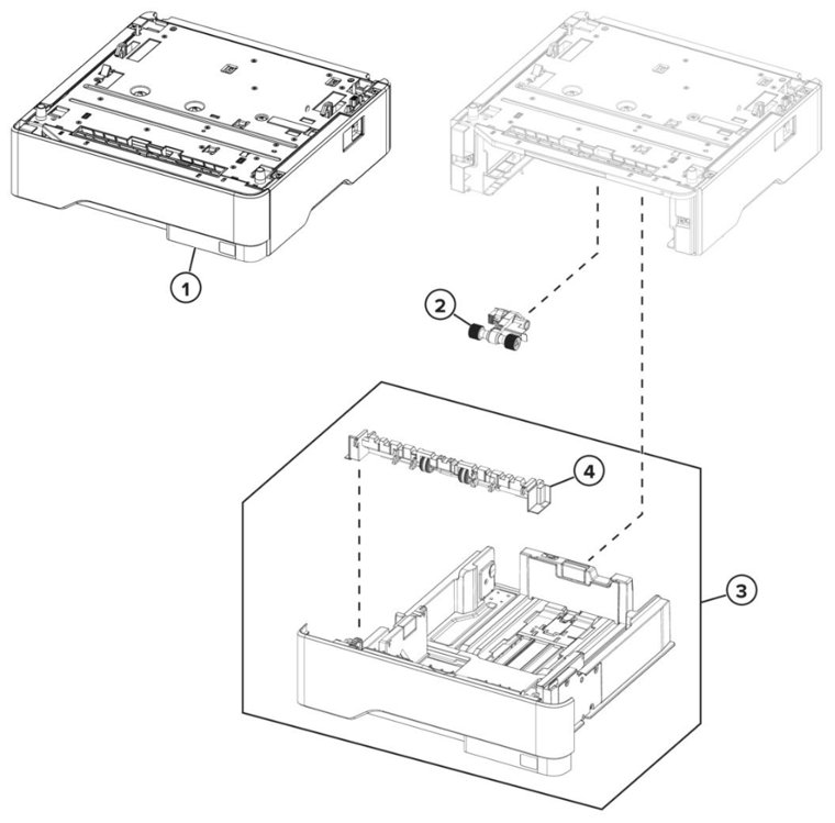 Assembly 10: Optional trays parts diagram - Lexmark MS621 MS622 B2650 M3250 Parts