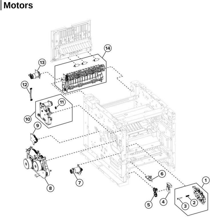 Assembly 13: Motors parts diagram - Lexmark Parts For MX721 MX722 MX822 MX826 MB2770 XM5163 XM5263 XM7355 XM7350
