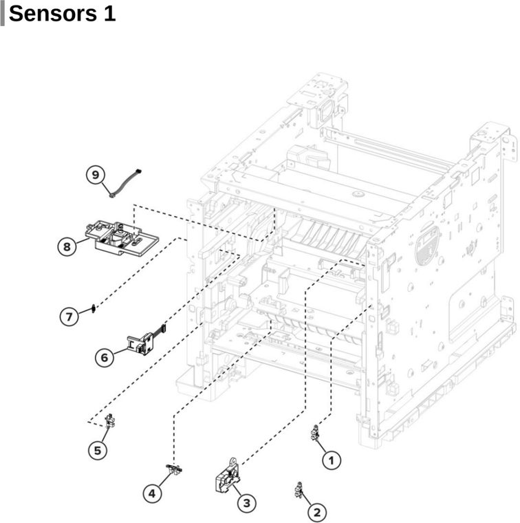 Assembly 14: Sensors 1 parts diagram - Lexmark Parts For MX721 MX722 MX822 MX826 MB2770 XM5163 XM5263 XM7355 XM7350