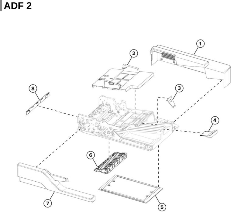 Assembly 22: ADF 2 parts diagram - Lexmark Parts For MX721 MX722 MX822 MX826 MB2770 XM5163 XM5263 XM7355 XM7350