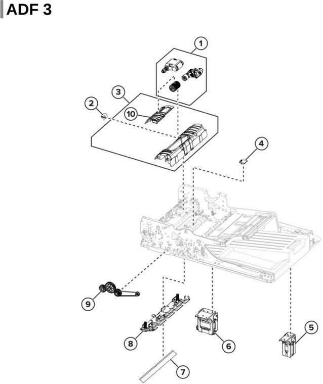 Assembly 23: ADF 3 parts diagram - Lexmark Parts For MX721 MX722 MX822 MX826 MB2770 XM5163 XM5263 XM7355 XM7350
