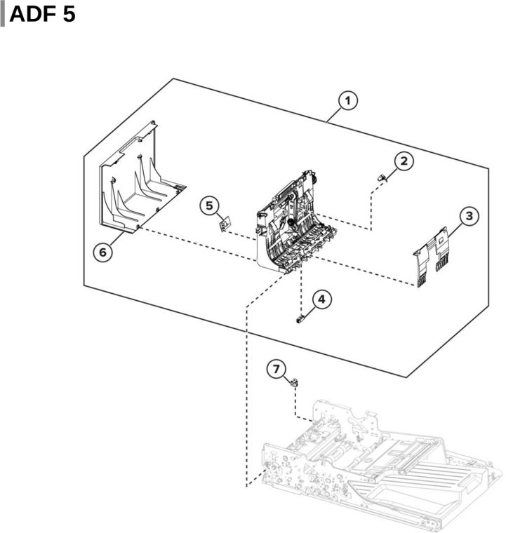 Assembly 25: ADF 5 parts diagram - Lexmark Parts For MX721 MX722 MX822 MX826 MB2770 XM5163 XM5263 XM7355 XM7350
