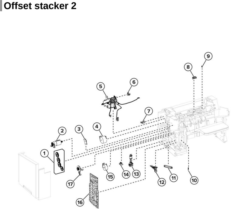 Assembly 49: Offset stacker 2 parts diagram - Lexmark Parts For MX721 MX722 MX822 MX826 MB2770 XM5163 XM5263 XM7355 XM7350