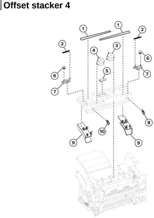 Assembly 51: Offset stacker 4 parts diagram - Lexmark Parts For MX721 MX722 MX822 MX826 MB2770 XM5163 XM5263 XM7355 XM7350
