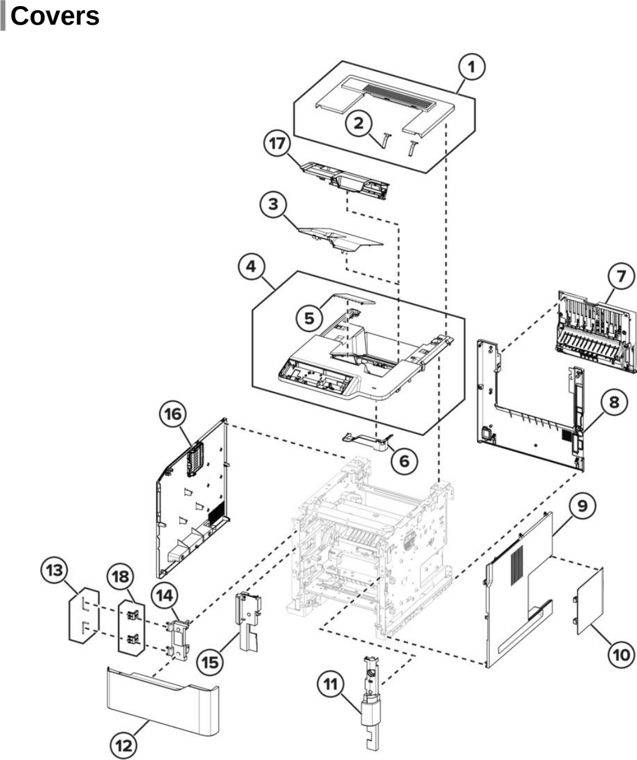 Assembly 2: Covers parts diagram - Lexmark MS725 MS821 MS822 MS823 MS825 MS826 B2865 M52xx Parts